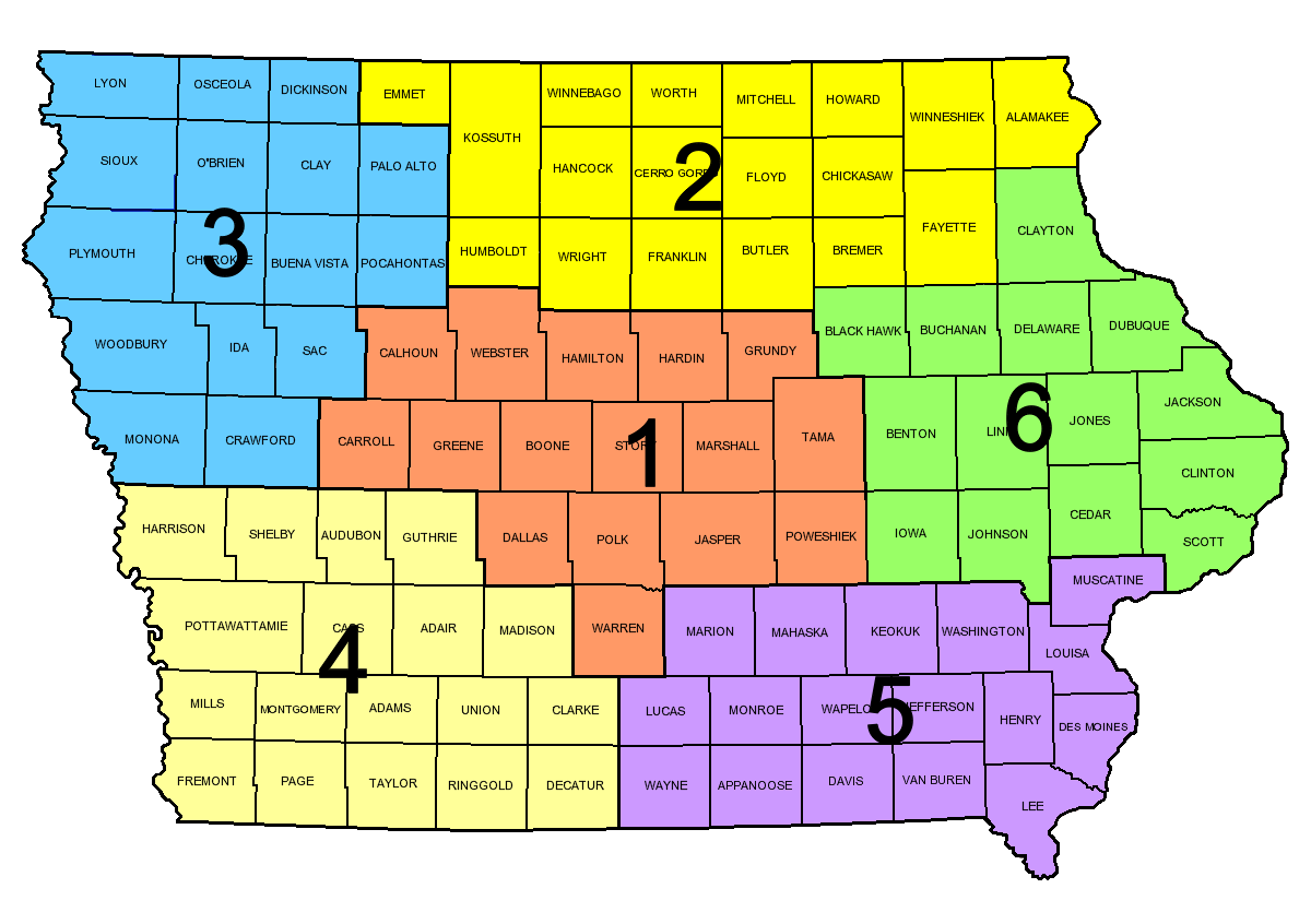 Iowa EMA Regions Map